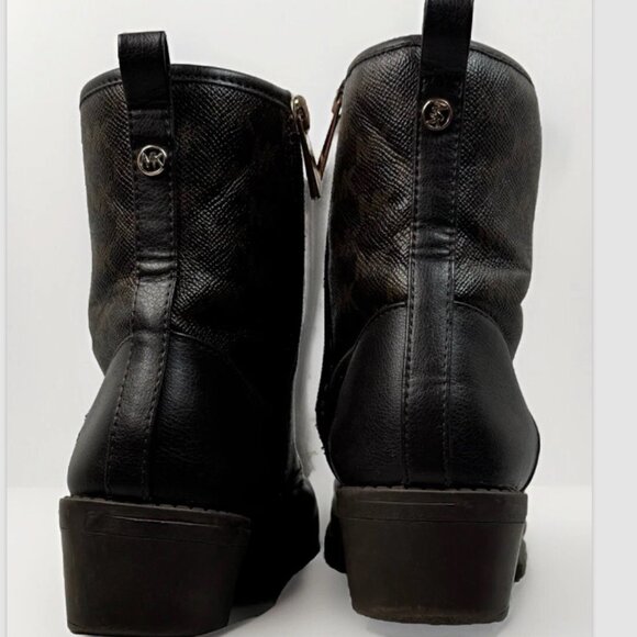 (GIRL’S 4) Michael Kors Dark & Light Brown Mid-Calf Logo-Patterned Boots - Picture 6 of 11